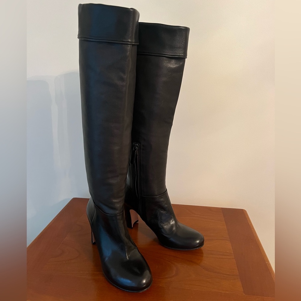 PRADA Black Heeled Zipper Tall Boots EU 36